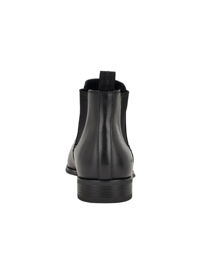 CALVIN KLEIN Mens Black Heel Pull-Tab Padded Goring Donto Round Toe Block Heel Dress Chelsea Boot 10