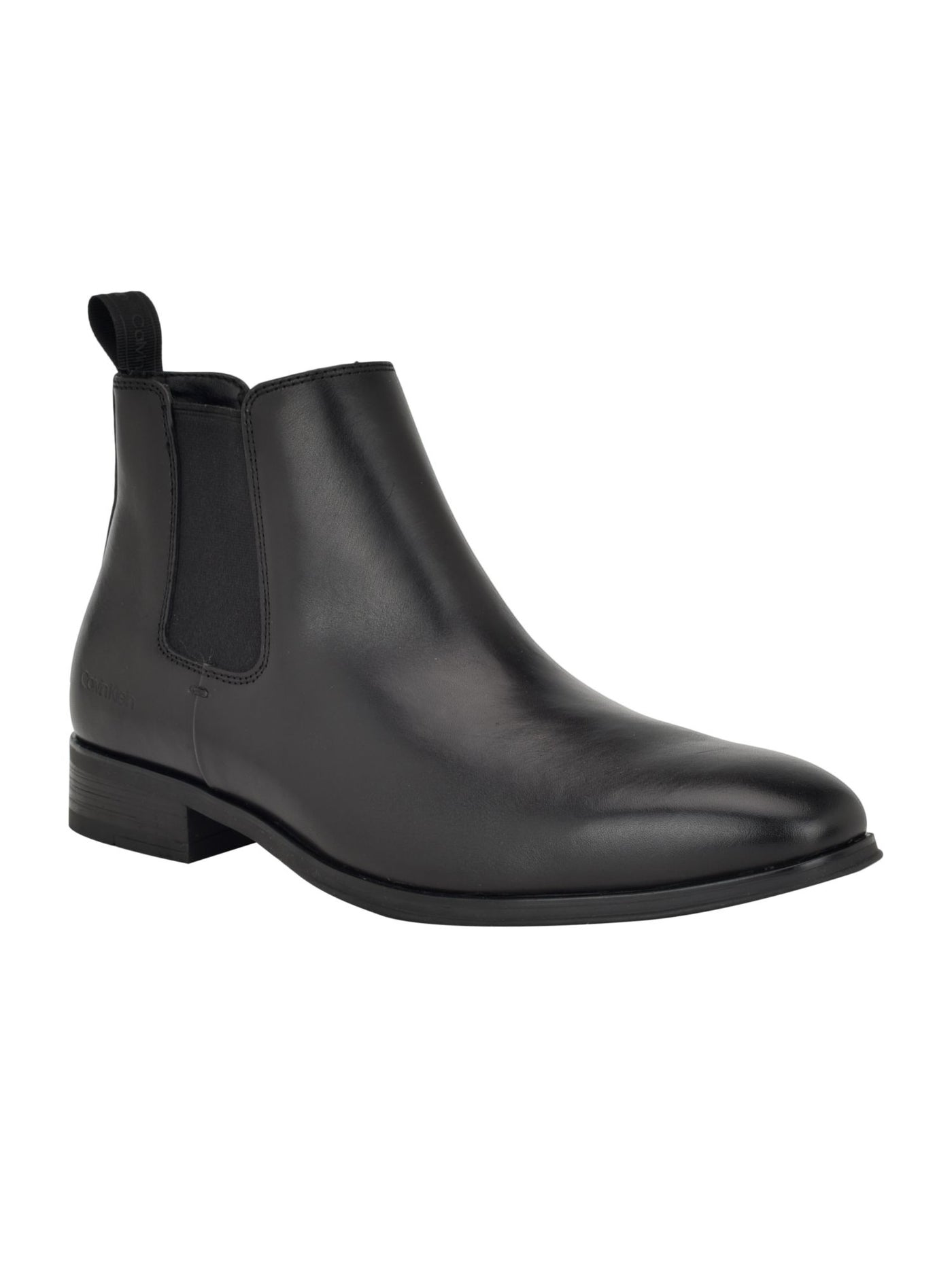 CALVIN KLEIN Mens Black Heel Pull-Tab Padded Goring Donto Round Toe Block Heel Dress Chelsea Boot 10