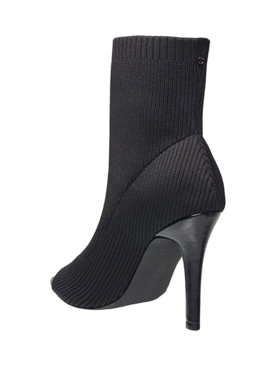 FRENCH CONNECTION Womens Black Solid Ribbed Knit Bootie Style Sock Water Resistant Padded Meghan Peep Toe Stiletto Pumps Shoes 8
