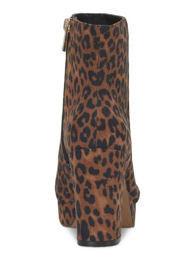 JESSICA SIMPSON Womens Brown Animal Print Padded Rexura Round Toe Block Heel Zip-Up Booties 6 M