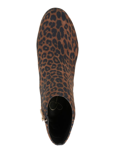 JESSICA SIMPSON Womens Brown Animal Print Padded Rexura Round Toe Block Heel Zip-Up Booties 6 M