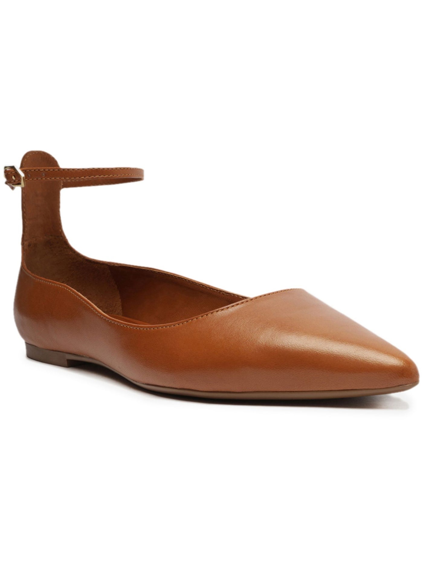 AREZZO Womens Brown Padded Adjustable Madison Pointed Toe Buckle Leather Ballet Flats 8.5 B