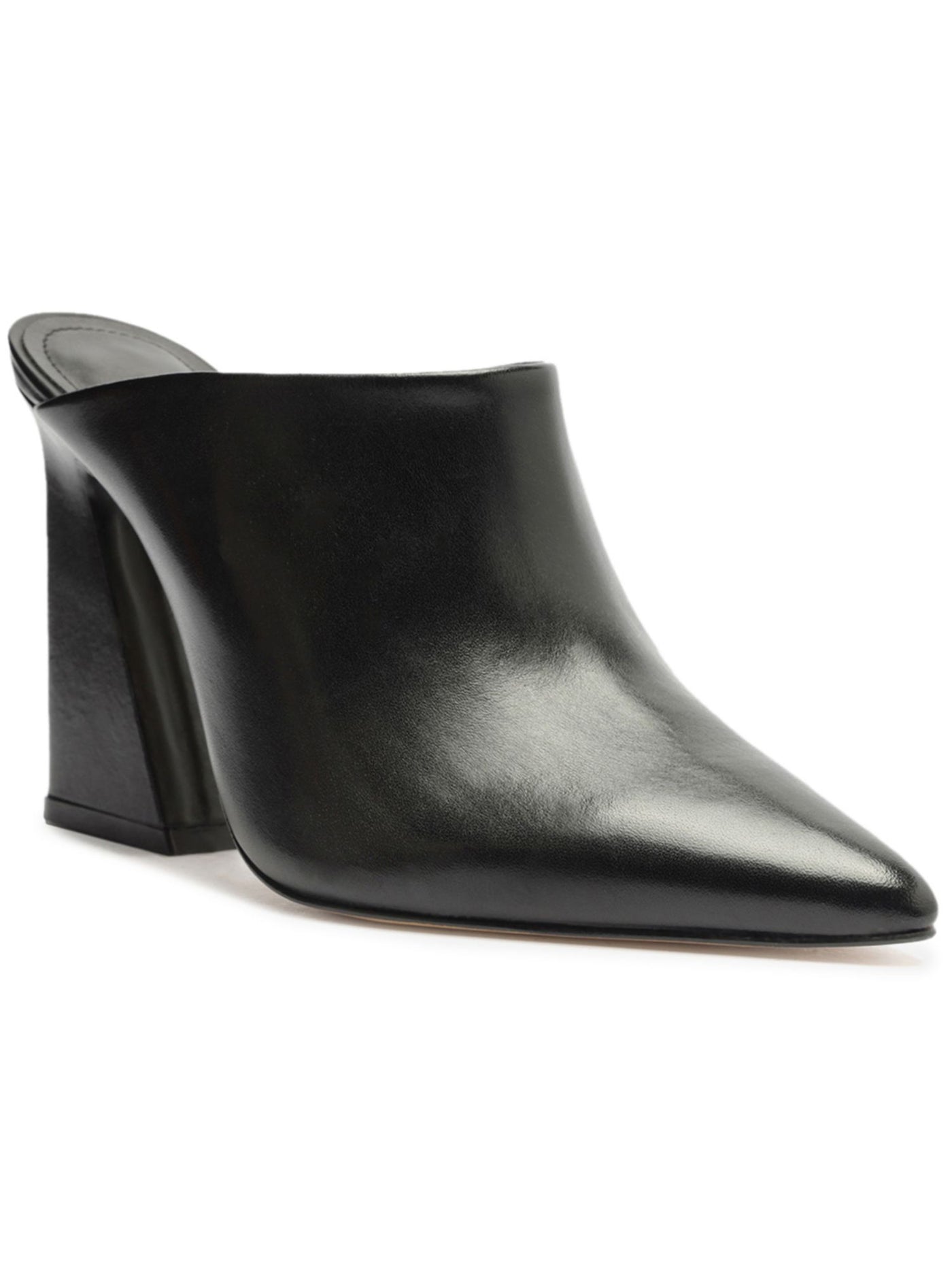 AREZZO Womens Black Padded Avery Pointed Toe Flare Slip On Leather Dress Heeled Mules Shoes 8.5 B