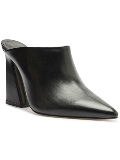 AREZZO Womens Black Padded Avery Pointed Toe Flare Slip On Leather Dress Heeled Mules Shoes 8.5 B