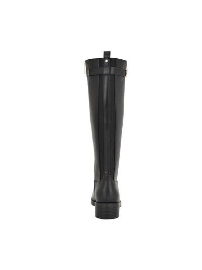 TOMMY HILFIGER Womens Black Logo Hardware Strap Goring Padded Iviann Round Toe Block Heel Zip-Up Riding Boot 9.5 M