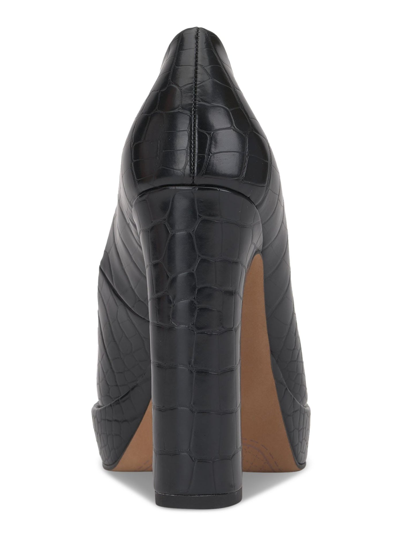 JESSICA SIMPSON Womens Black Solid Croc Padded Glynis Pointed Toe Block Heel Slip On Dress Pumps Shoes 9.5 M