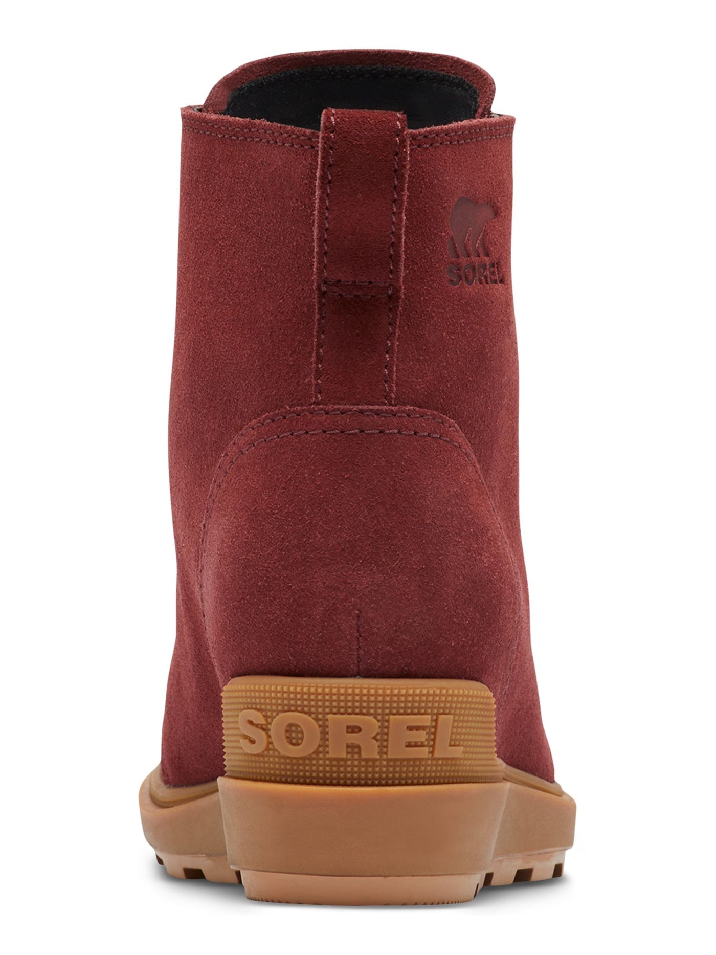 SOREL Womens Maroon Debossed Logo Heel Pull-Tab Cushioned Evie Ii Round Toe Lace-Up Leather Booties 10