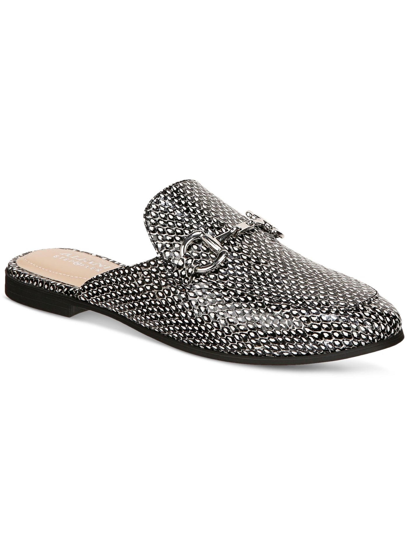 ALFANI Womens Gray Printed Bit-Buckle Hardware Padded Garlend Round Toe Slip On Mules 5.5 M