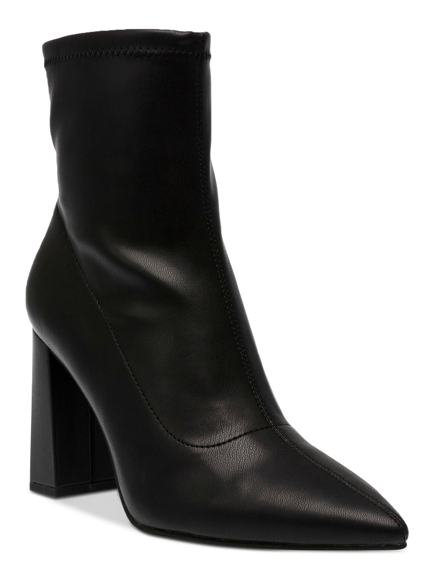 WILD PAIR Womens Black Padded Iloise Pointed Toe Block Heel Zip-Up Booties 8.5 M