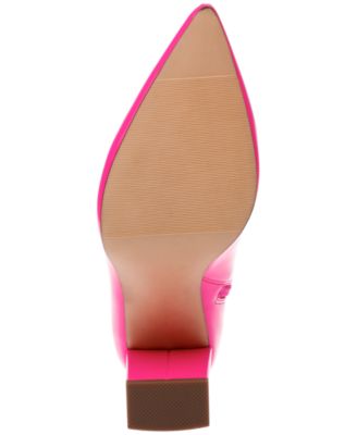WILD PAIR Womens Pink Padded Iloise Pointed Toe Block Heel Zip-Up Dress Booties M
