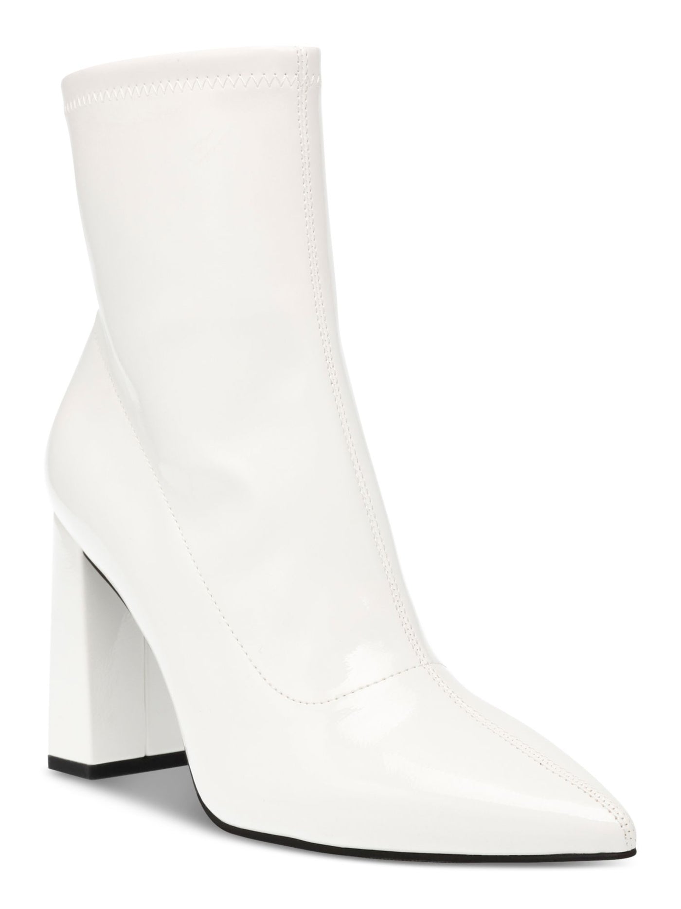 WILD PAIR Womens White Padded Iloise Pointed Toe Block Heel Zip-Up Booties 9.5