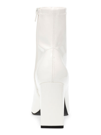 WILD PAIR Womens White Padded Iloise Pointed Toe Block Heel Zip-Up Booties 9.5