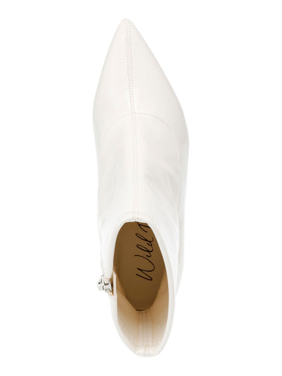 WILD PAIR Womens White Padded Iloise Pointed Toe Block Heel Zip-Up Booties 7.5 M