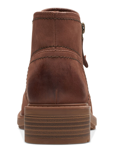 CLARKS COLLECTION Womens Brown Burnished Goring Lug Sole Ruched Padded Hearth Round Toe Zip-Up Leather Booties 6.5 M
