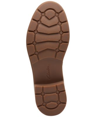 CLARKS COLLECTION Womens Brown Burnished Goring Lug Sole Ruched Padded Hearth Round Toe Zip-Up Leather Booties M