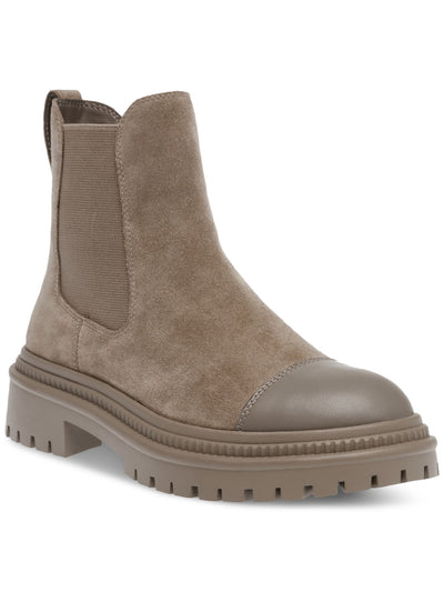 STEVE MADDEN Womens Beige 1" Platform Heel Pull-Tab Lug Sole Padded Mayslie Cap Toe Chelsea Boot 6.5 M