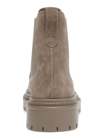 STEVE MADDEN Womens Beige 1" Platform Heel Pull-Tab Lug Sole Padded Mayslie Cap Toe Chelsea Boot 6.5 M