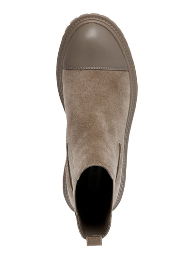 STEVE MADDEN Womens Gray 1" Platform Heel Pull-Tab Lug Sole Padded Mayslie Cap Toe Leather Chelsea Boot 9.5