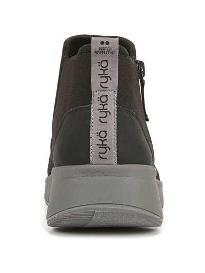 RYKA Womens Black Padded Lightweight Stretch Arch Support Water Resistant Companion Round Toe Wedge Zip-Up Booties 8 W