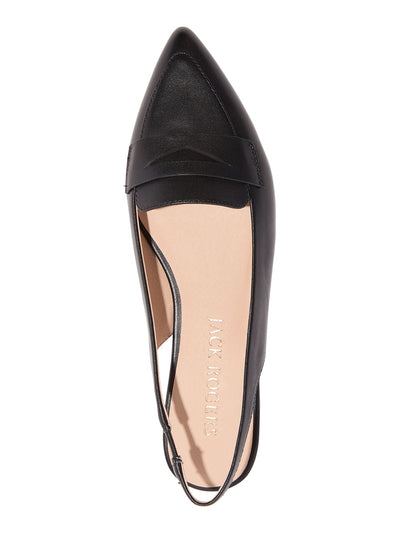 JACK ROGERS Womens Black Penny Keeper Goring Padded Pennie Pointed Toe Slip On Leather Slingback 7.5 M