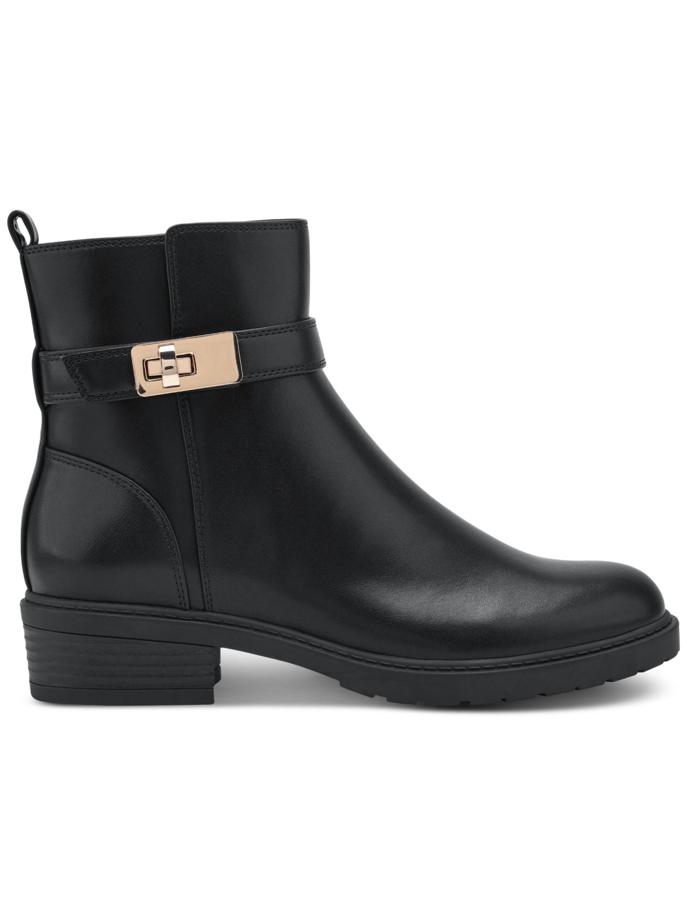 GIANI BERNINI Womens Black Buckled Strap Detail Heel Pull-Tab Arch Support Cushioned Becca Round Toe Block Heel Zip-Up Booties 6 M