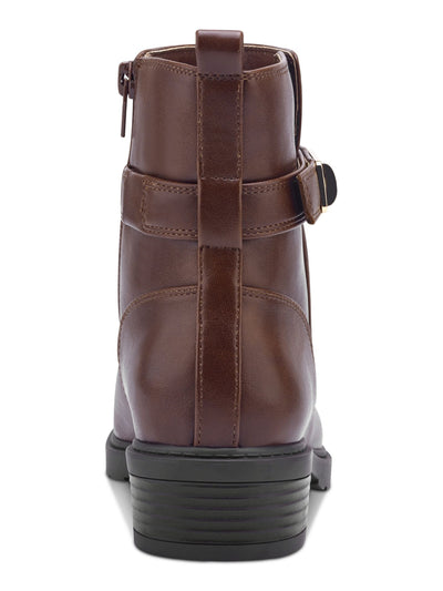 GIANI BERNINI Womens Brown Buckled Strap Detail Heel Pull-Tab Split Arch Support Cushioned Beccaap Round Toe Block Heel Zip-Up Booties 7 M