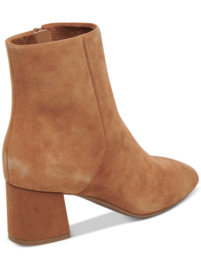 AQUA COLLEGE Womens Brown Waterproof Cushioned Echo Round Toe Block Heel Zip-Up Leather Dress Booties 7 M