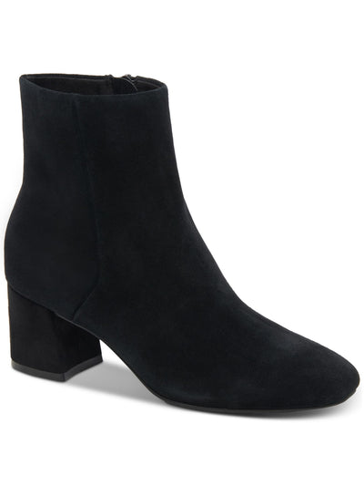 AQUA COLLEGE Womens Black Waterproof Cushioned Echo Round Toe Block Heel Zip-Up Leather Dress Booties 9.5 M