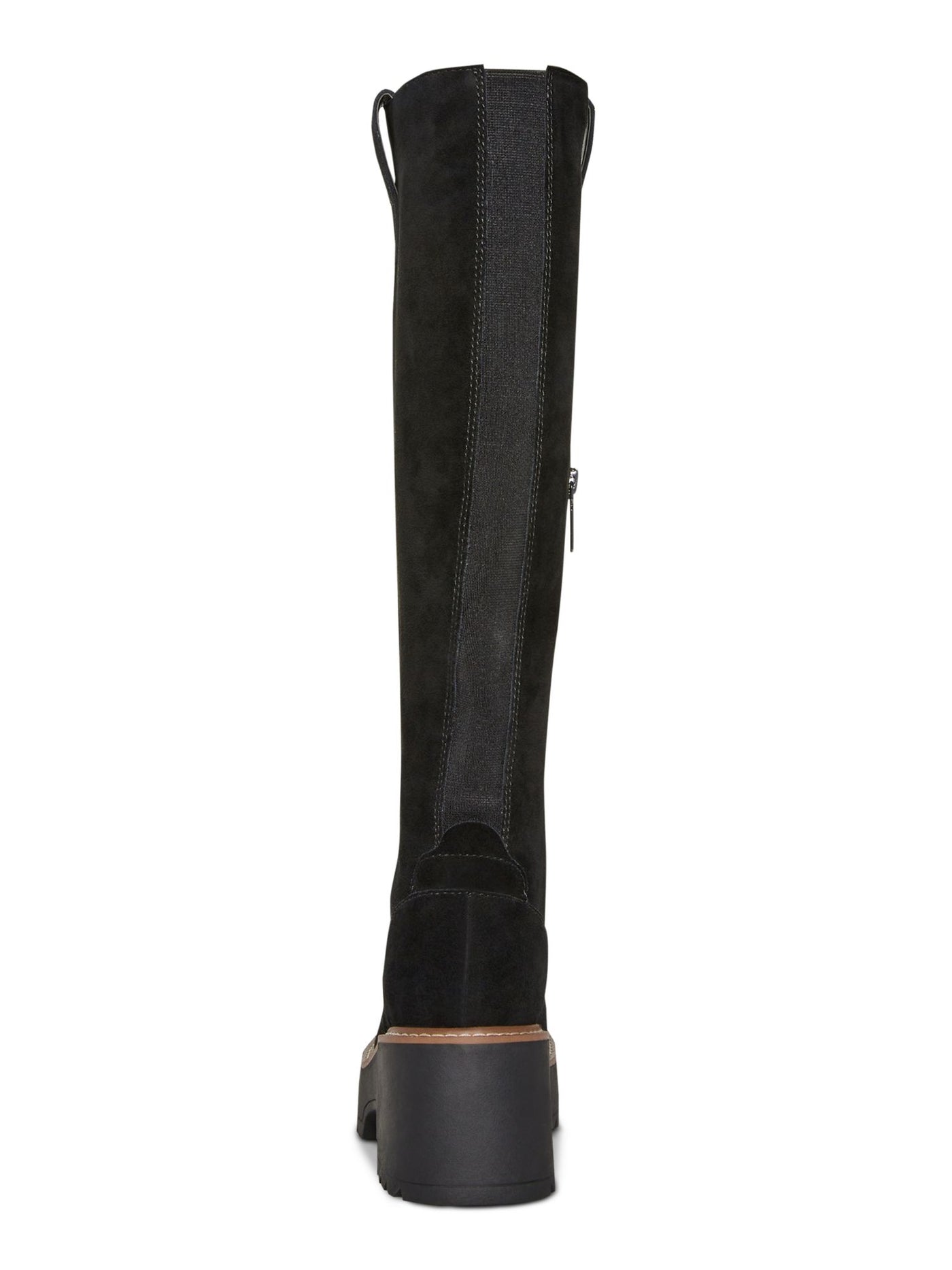 AQUA COLLEGE Womens Black 1-1/2" Platform Goring Cushioned Side Pull-Tabs Slip Resistant Waterproof Gina Round Toe Block Heel Zip-Up Boots Shoes 9 M