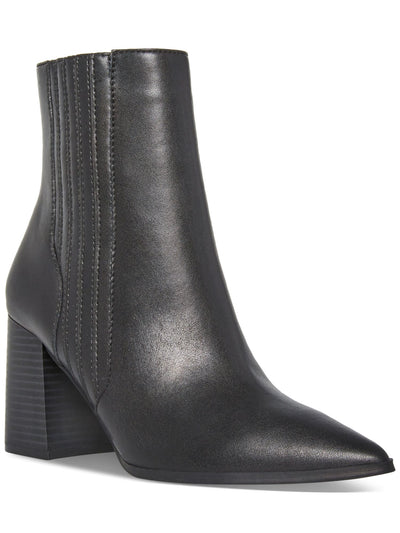 AQUA COLLEGE Womens Black Goring Cushioned Waterproof Slip Resistant Iconic Pointed Toe Stacked Heel Zip-Up Leather Dress Booties 11 M