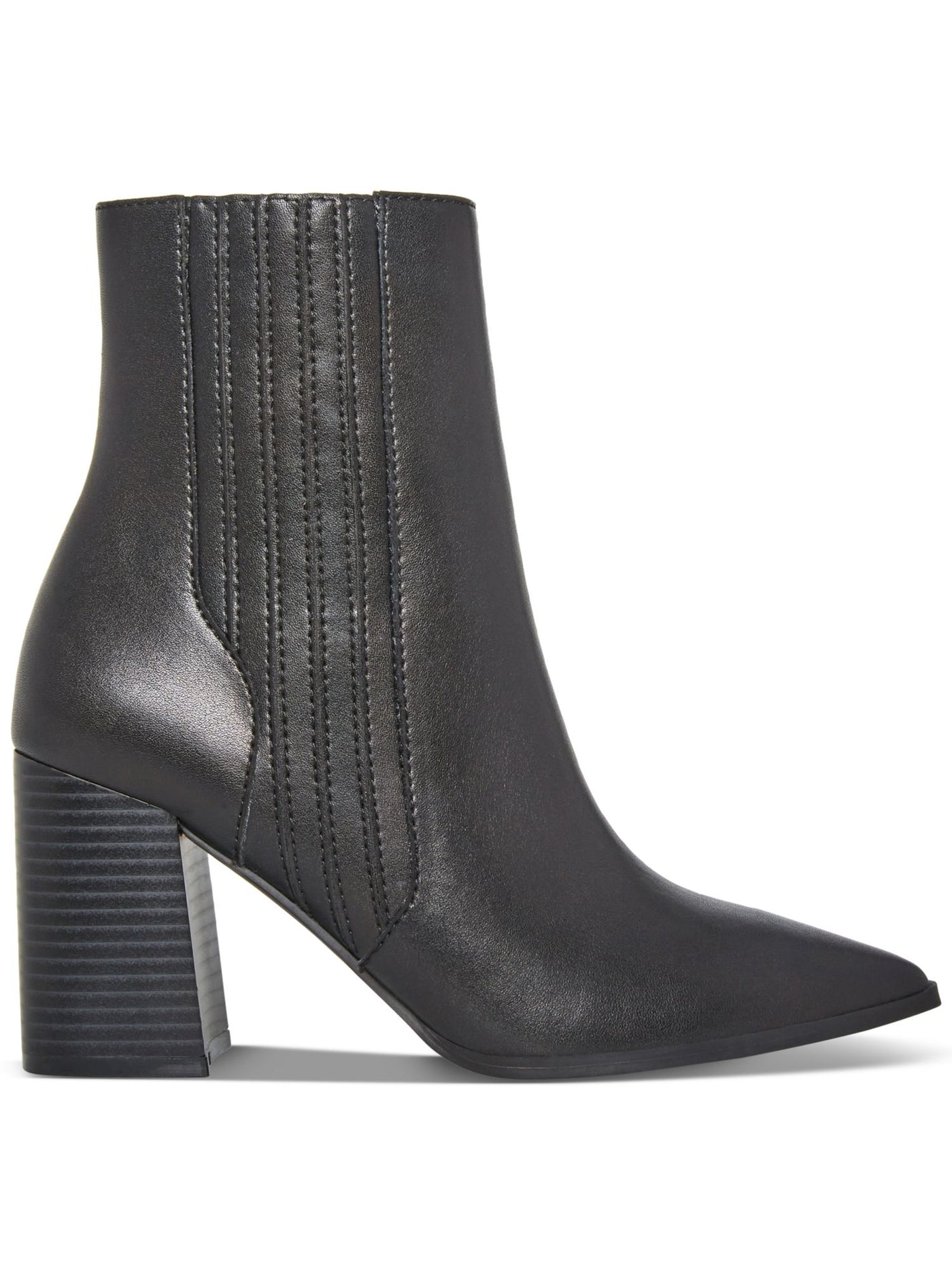 AQUA COLLEGE Womens Black Goring Cushioned Waterproof Slip Resistant Iconic Pointed Toe Stacked Heel Zip-Up Leather Dress Booties 11 M