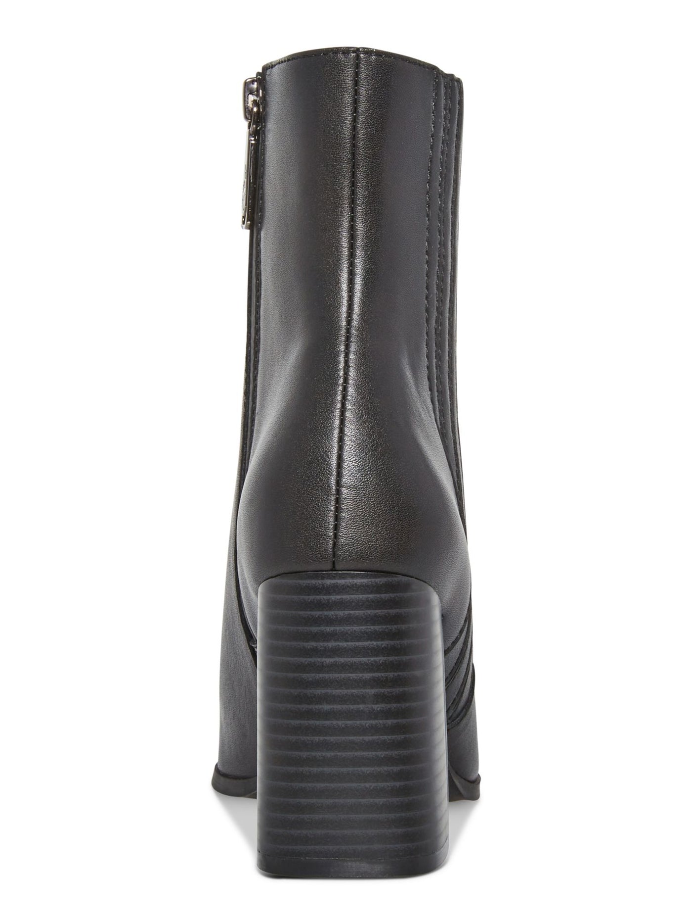 AQUA COLLEGE Womens Black Goring Cushioned Waterproof Slip Resistant Iconic Pointed Toe Stacked Heel Zip-Up Leather Dress Booties 11 M