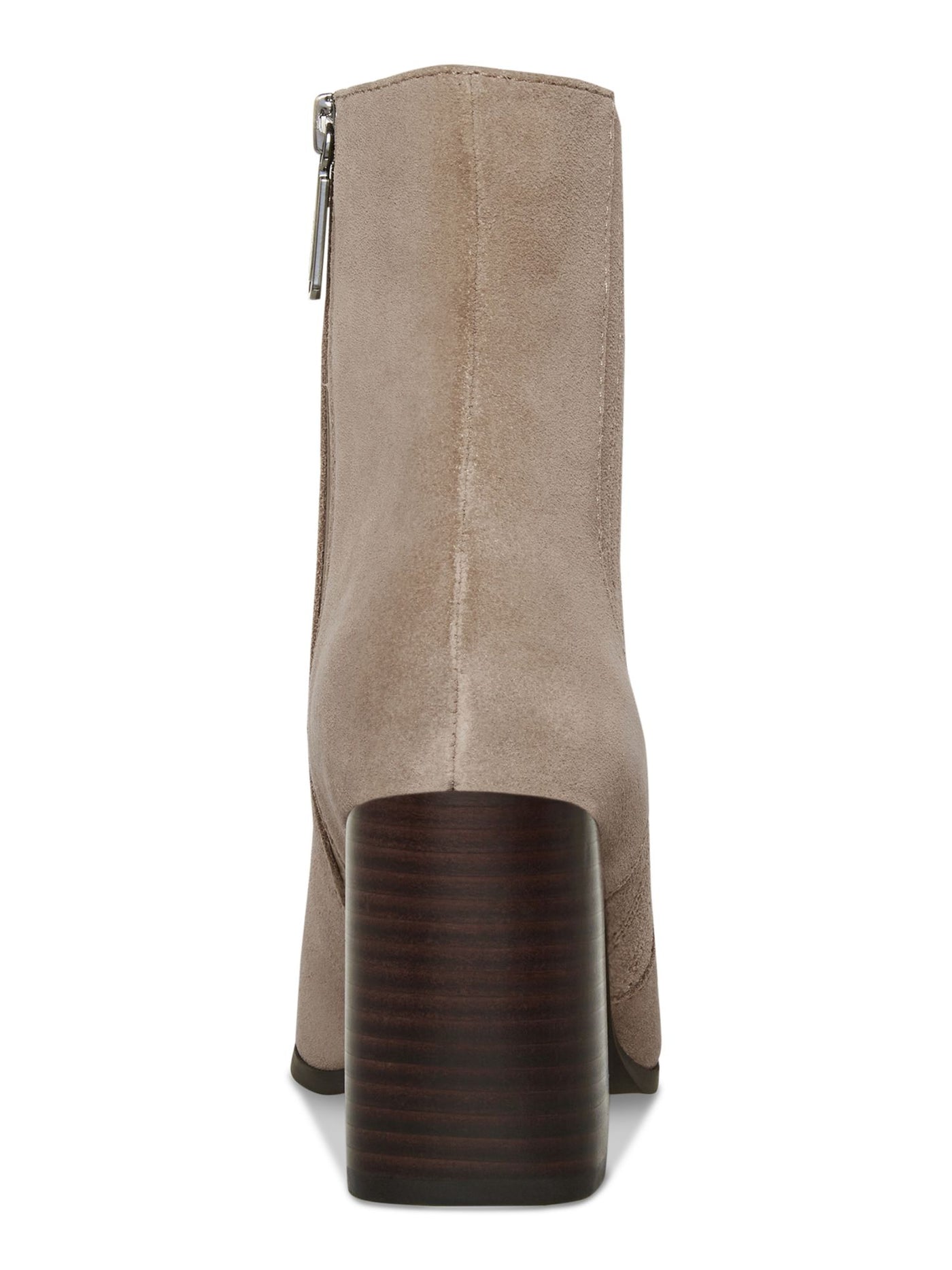 AQUA COLLEGE Womens Beige Goring Cushioned Waterproof Slip Resistant Iconic Pointed Toe Stacked Heel Zip-Up Leather Booties 8.5 M