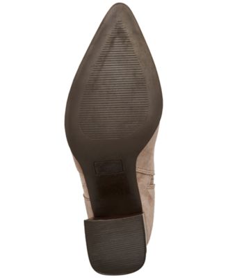 AQUA COLLEGE Womens Beige Goring Cushioned Waterproof Slip Resistant Iconic Pointed Toe Stacked Heel Zip-Up Leather Booties M