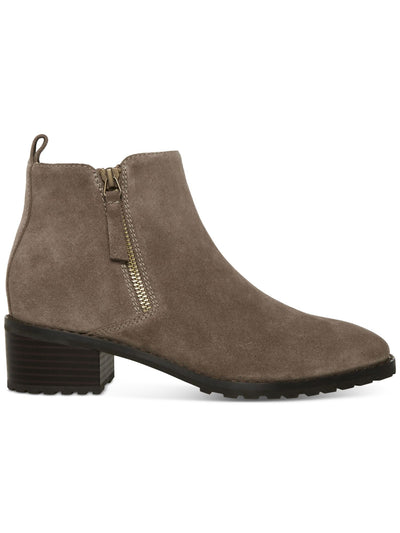 AQUA COLLEGE Womens Gray Slip-Resistant Cushioned Back Pull-Tab Zipper Accent Waterproof Sanction Round Toe Block Heel Zip-Up Booties 8.5 M