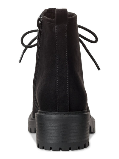 SUN STONE Womens Black Lace Up Apron Toe Padded Faux Shearling Trim Lug Sole Treaded Quiinn Round Toe Zip-Up Winter Boots 11 M