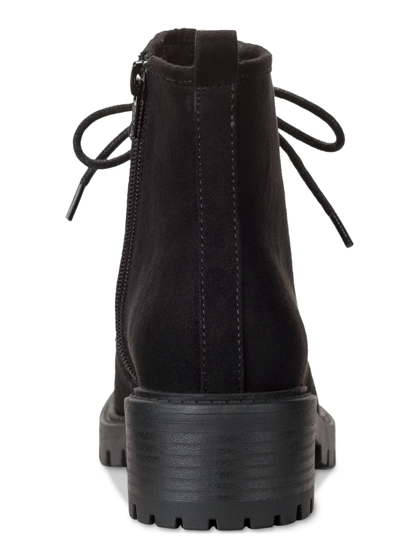 SUN STONE Womens Black Lace Up Apron Toe Padded Faux Shearling Trim Lug Sole Treaded Quiinn Round Toe Zip-Up Winter Boots 6 M