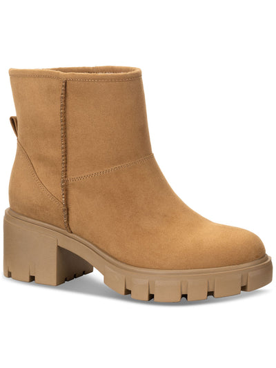 SUN STONE Womens Brown Treaded Heel Pull-Tab Lug Sole Padded Riyaa Round Toe Boots Shoes 10 M