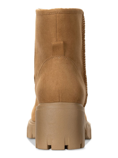 SUN STONE Womens Brown Treaded Heel Pull-Tab Lug Sole Padded Riyaa Round Toe Boots Shoes 10 M