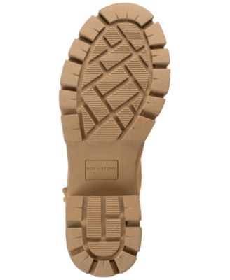 SUN STONE Womens Brown Treaded Heel Pull-Tab Lug Sole Padded Riyaa Round Toe Boots Shoes M