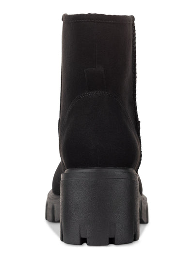 SUN STONE Womens Black Treaded Heel Pull-Tab Lug Sole Padded Riyaa Round Toe Boots Shoes 9.5 M