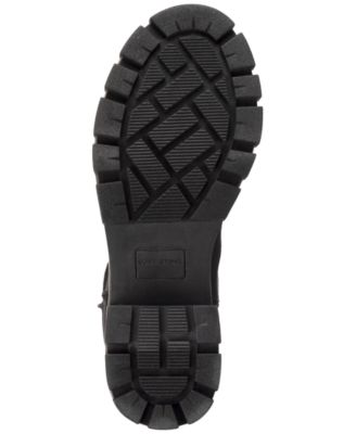 SUN STONE Womens Black Treaded Heel Pull-Tab Lug Sole Padded Riyaa Round Toe Boots Shoes M