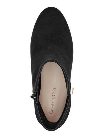 CHARTER CLUB Womens Black Strap With Hardware Detail Cut Out Padded Matildaa Round Toe Block Heel Zip-Up Dress Booties 9.5 M