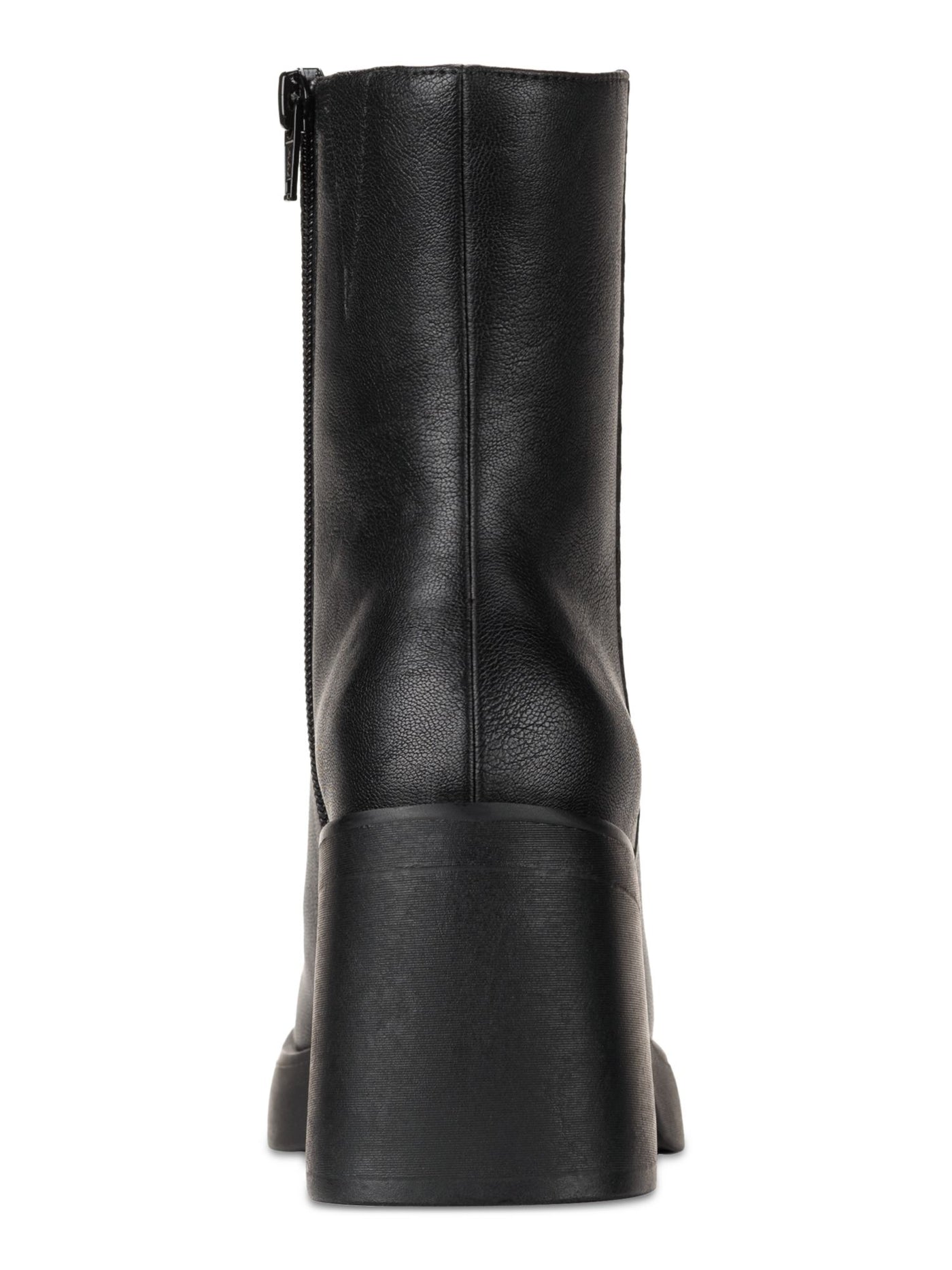 SUN STONE Womens Black 1" Platform Lug Sole Goring Padded Tiannaa Square Toe Block Heel Zip-Up Heeled Boots 9.5 M