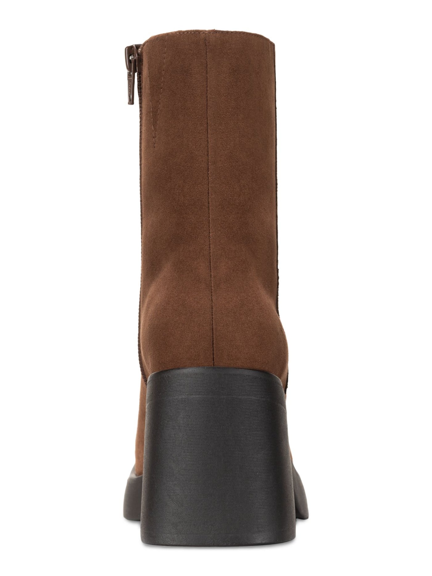 SUN STONE Womens Brown Goring Cushioned Tiannaa Square Toe Block Heel Zip-Up Booties 8 M