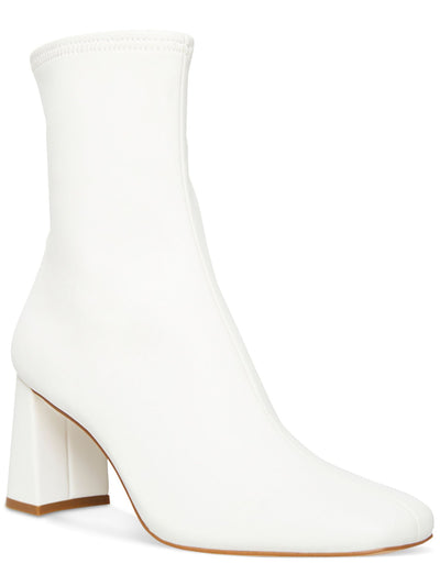 STEVE MADDEN Womens White Sock Silhouette Padded Harli Square Toe Sculpted Heel Zip-Up Booties 8 M