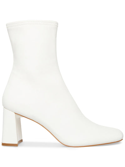 STEVE MADDEN Womens White Sock Silhouette Padded Harli Square Toe Sculpted Heel Zip-Up Booties 8 M