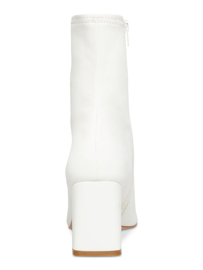 STEVE MADDEN Womens White Sock Silhouette Padded Harli Square Toe Sculpted Heel Zip-Up Booties 8 M