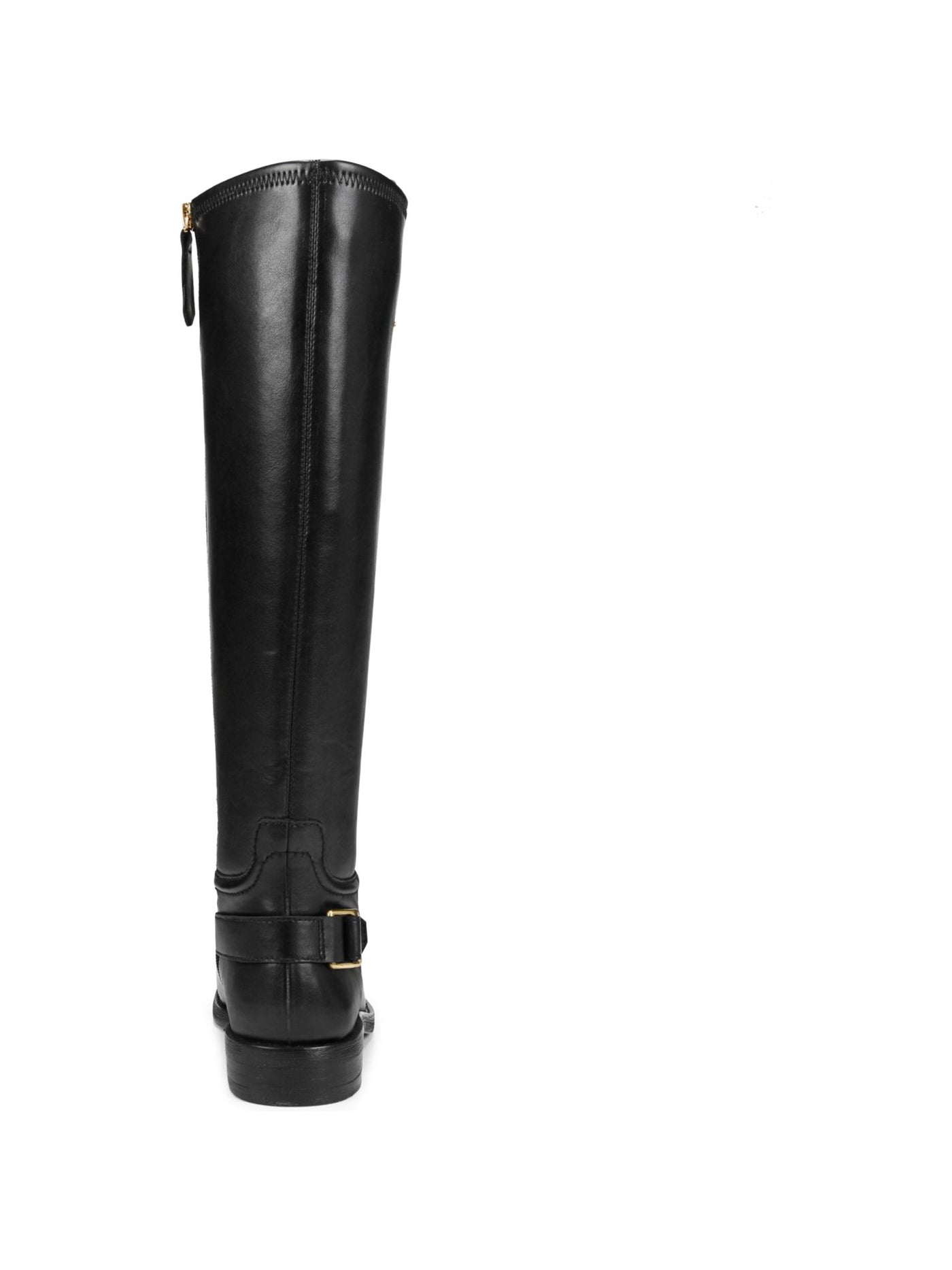 FRANCO SARTO Womens Black Buckled Ankle Strap Wide Calf Studded Padded Merina Almond Toe Block Heel Zip-Up Riding Boot 7.5 M WC