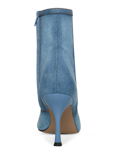 STEVE MADDEN Womens Blue Denim Padded Brecken Pointed Toe Stiletto Zip-Up Booties 7 M
